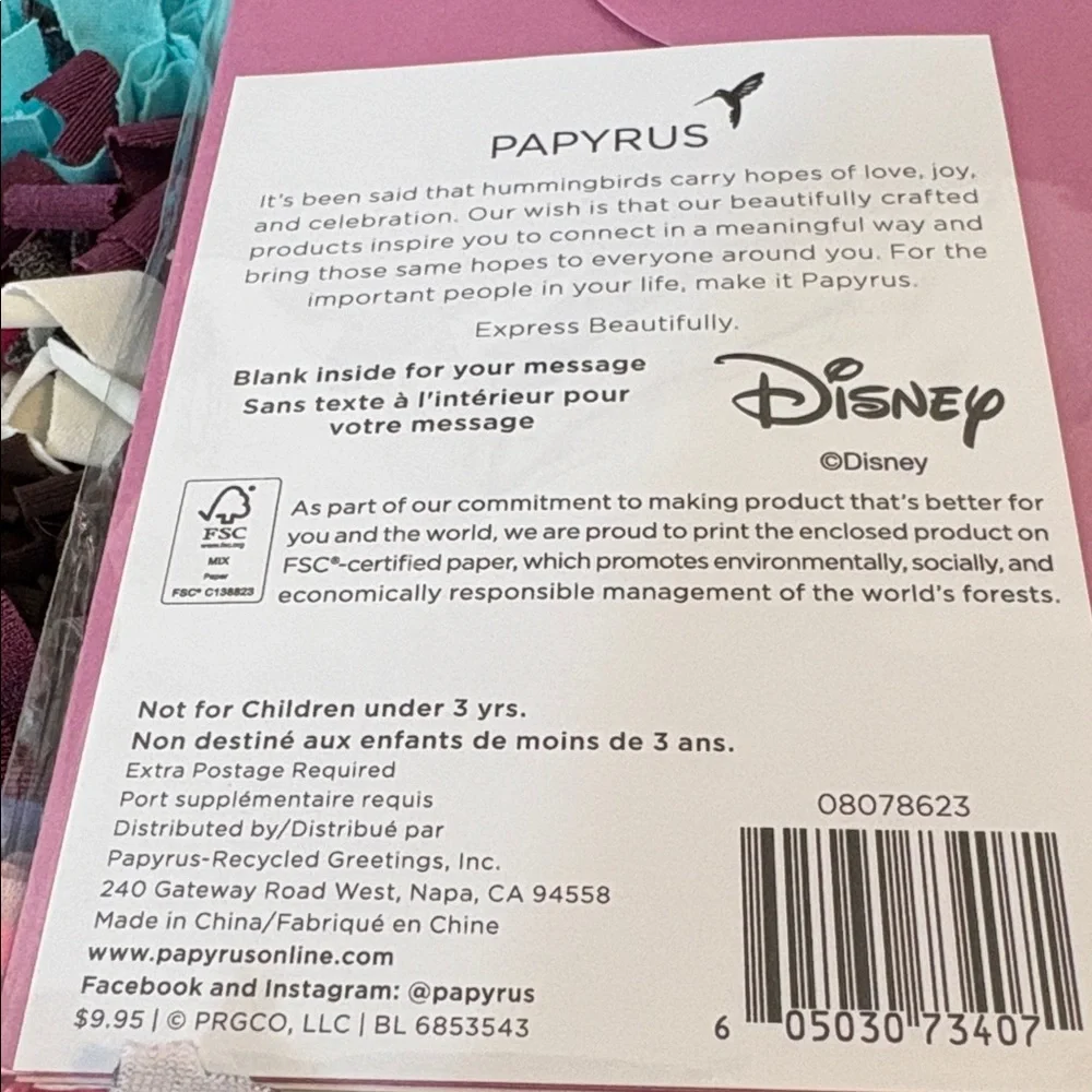 🆕Disney/Papyrus Blank Inside ‘Minnie Mouse’ Greeting Card